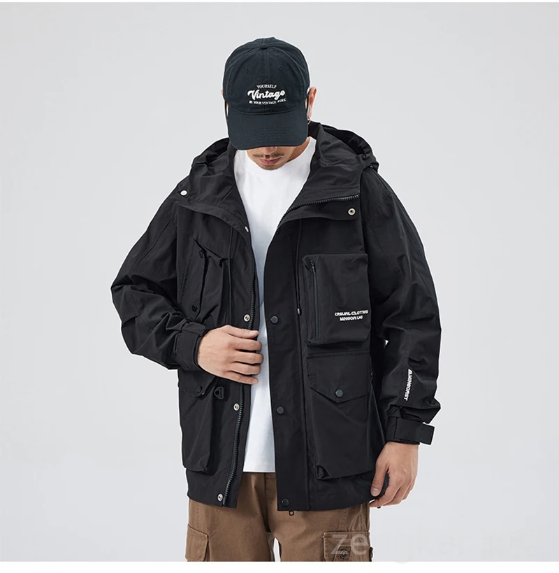 Spring Autumn Large size jacket black Coat Men's Plus size Windproof Man Windbreaker Pocket Jacket 170kg 12xl 11XL — image 3
