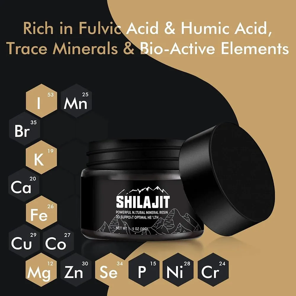 Shilajit puro siberiano original com ácido fúlvico e minerais residuais e gel de suplemento de ácido húmico 85+ para energia e sistema imunológico — image 2