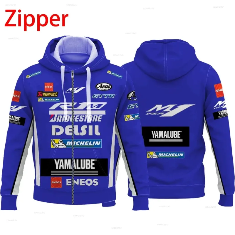 M1 Yamaha men's new fashionable printed riding jacket motorcycle hooded shirt Yamaha racing suit hooded zipper fashion top