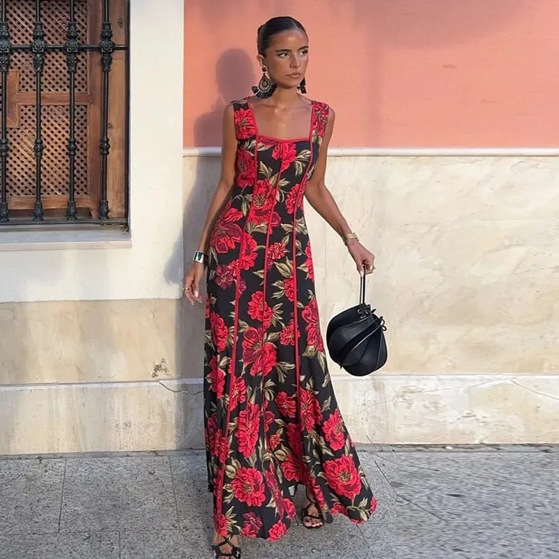 Elegant Women's Floral Print Dresses Single Breasted Slit Maxi Dresses Bodycon Party Evening Formal Gown 2026 New Outfit — image 10