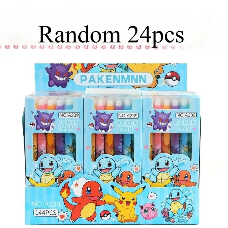 Random 6/12/24pcs Pokemon 0.5mm Blue Ink Erasable Neutral Pens Cute Student School Supplies Cartoon Stationery Rubbable Pen — image 9