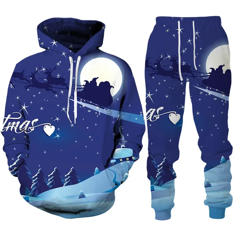 Fashion Funny Santa Claus 3D Print Tracksuit Set Man Woman Hoodie+Pants 2pcs Set Oversized Casual Christmas Party Couple Clothes — image 17