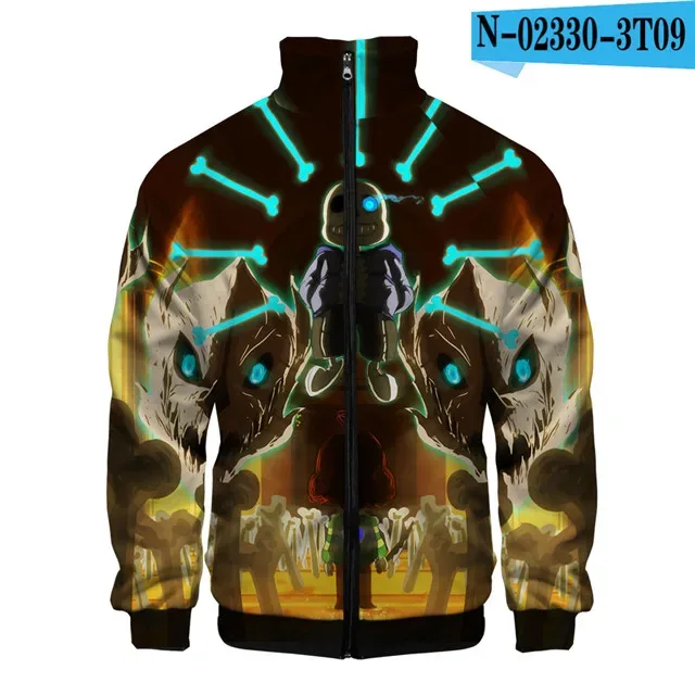 Luxo popular sans undertale 3d impressão zíper raglan jaqueta blusão meninos/meninas confortáveis gola jaquetas casacos
