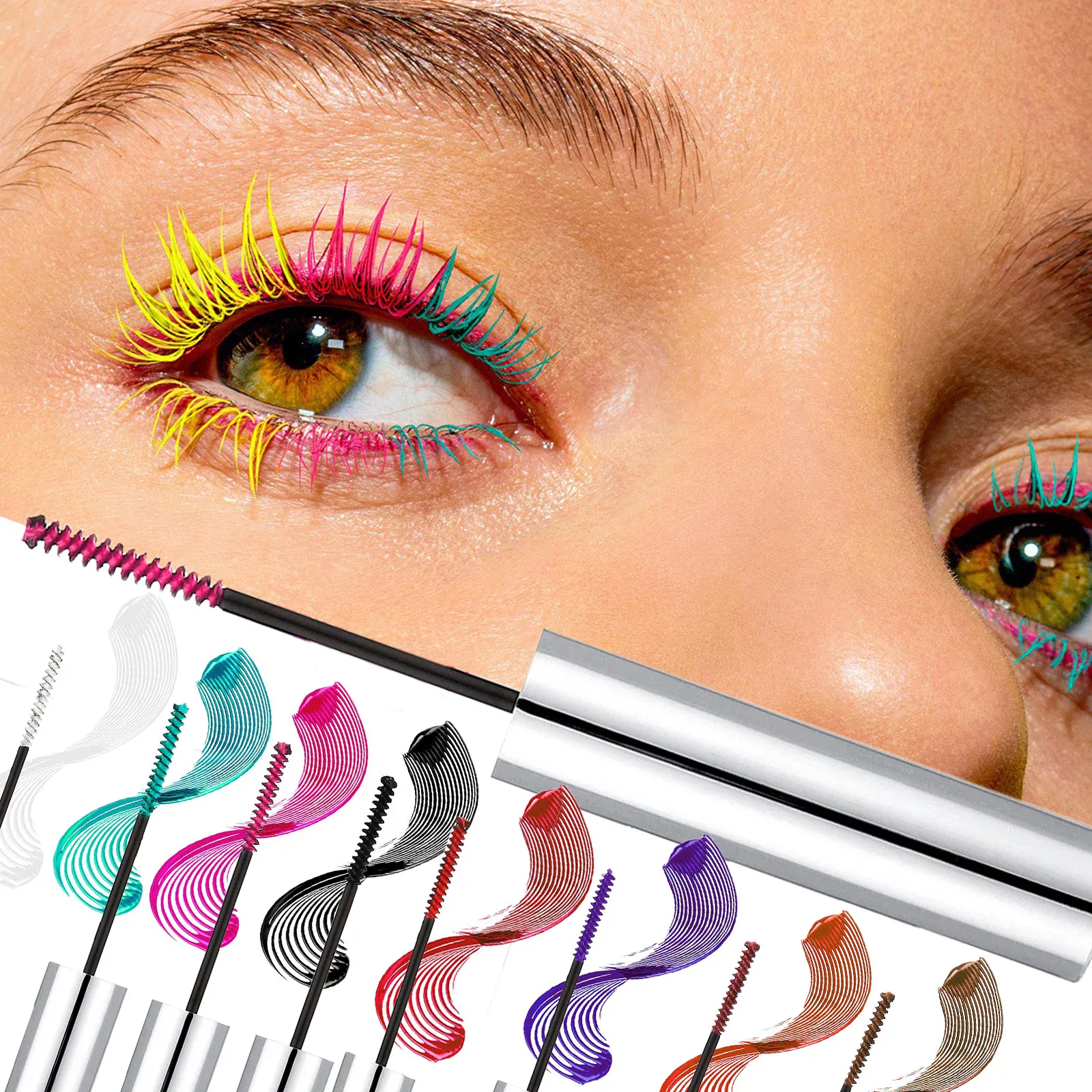 Färgglad Slender Mascara Vattenfast Snabbtorkande Curling Ögonfransar Flerfärgade Fransar Makeup Långvarig Blågrön Kosmetika — image 5