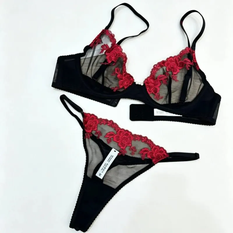 Novo modelo conjunto Soutien Gorge Culotte Dentelle Ultra Fine Brodée Femme Push Up Sans Couture Lingerie confortável Intime