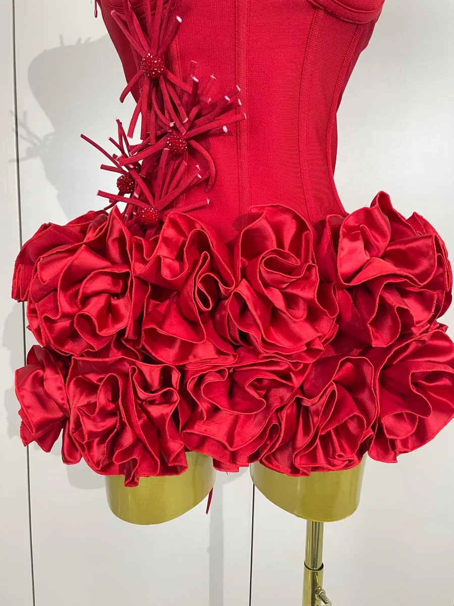 Sexy halter vestido de baile celebridade clube duas peças conjunto cocktail elegante moda feminina luxo festa aniversário vermelho preto bandagem outfit — image 6