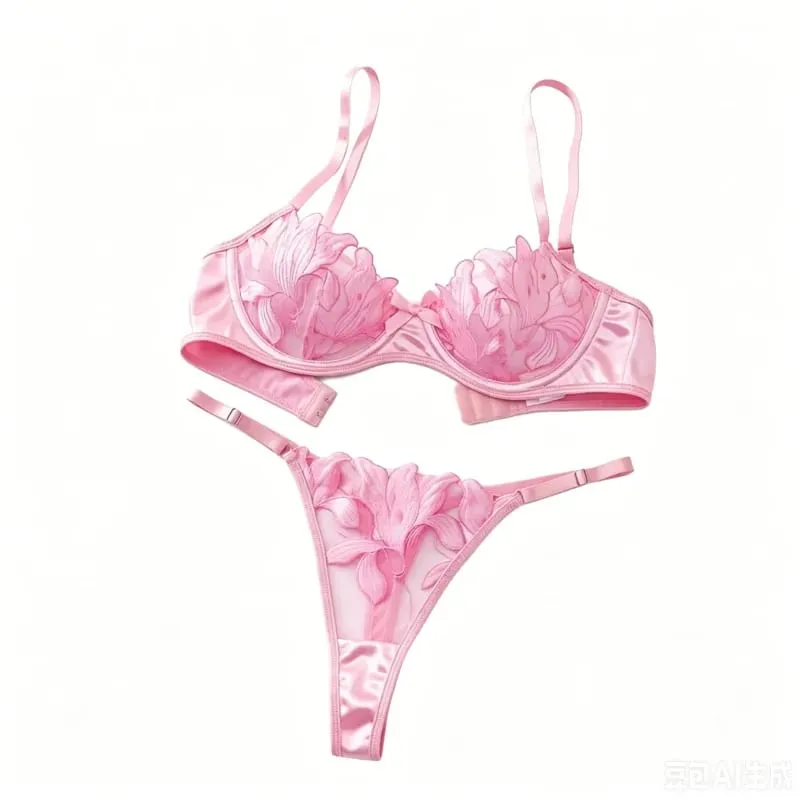 Floral Embroidery Sexy Lingerie Set for Women Underwear Transparent Bralette Underwire Push Up Bra and Panty 2 Piece Set — image 1