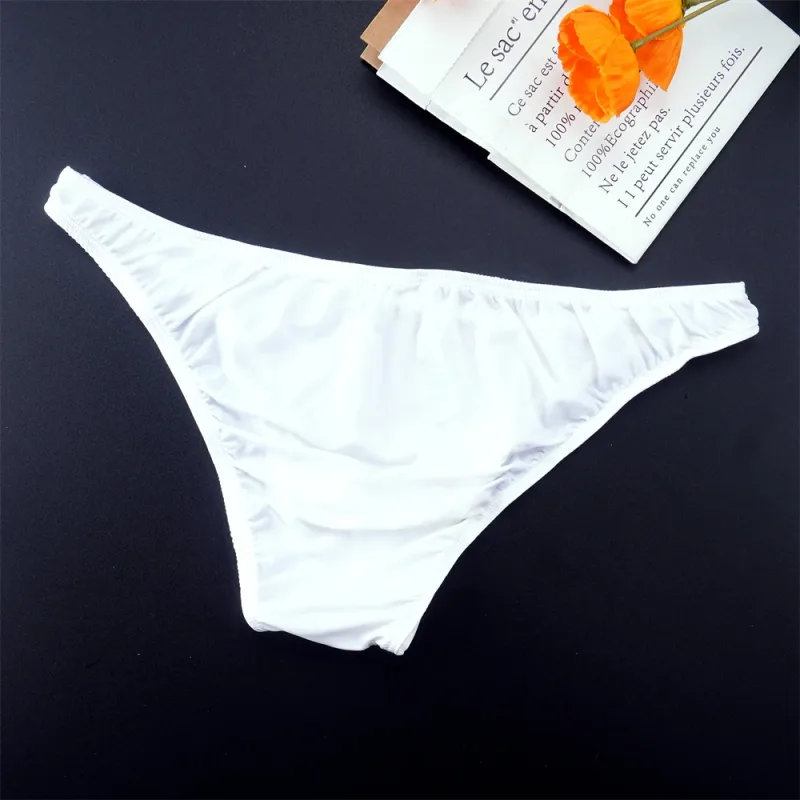 Homem cor sólida gelo seda sem costura cuecas cintura baixa u convexo calcinha masculina ultra-fino roupa interior elástica secagem rápida respiração calcinha — image 9
