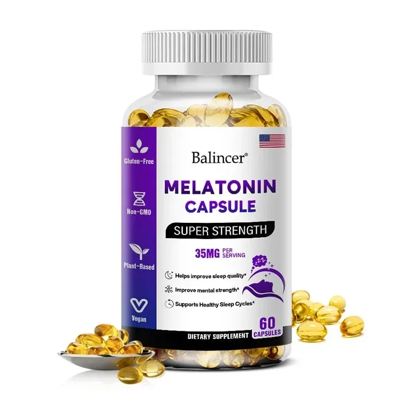 Contém 35 mg de melatonina em cápsulas - Melhora a insônia, promove a qualidade e o estado de alerta do sono, ajuda a dormir profundamente 120 cápsulas — image 9