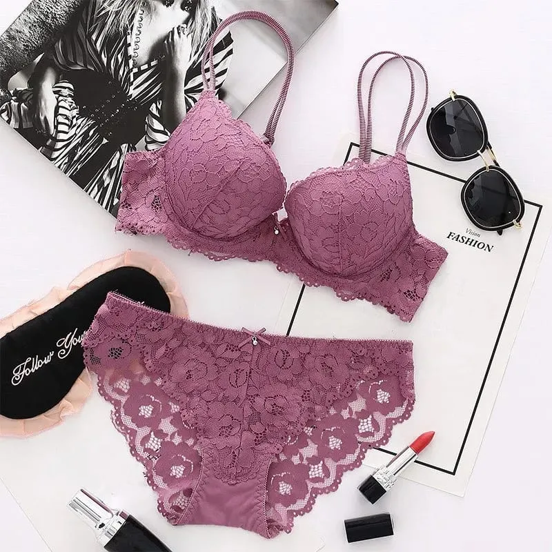Underkläder Sexig BH Set Kvinnor Push Up Lenceria Mujer Femme Bygel Langerie Girl Bralette BHar Och Trosor Feminina Spetsunderkläder — image 1