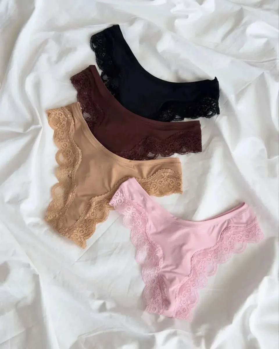 Cute Lace Bra Solid Set Women Free Combination Adjustable-strap Bras+Low Waist Panties Chic Simple High Elasticity Lingerie Sets — image 5