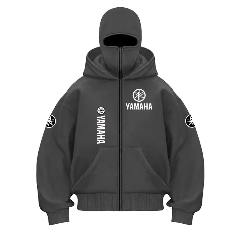 Хлопковая велосипедная маска с логотипом yamaha, толстовка на молнии для мужчин и женщин, осень и зима, новый стиль, модная повседневная велосипедная куртка в стиле ретро — image 11