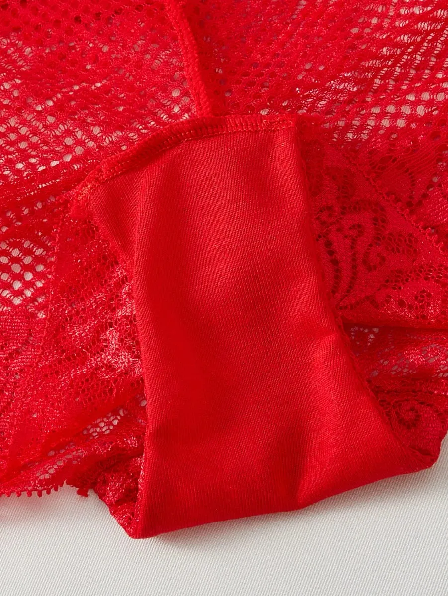 4Set Women Floral Lace Lingerie Set Underwire Push up Bra Breathable Sheer Hollow Panties Ladies Underwear Set — image 7