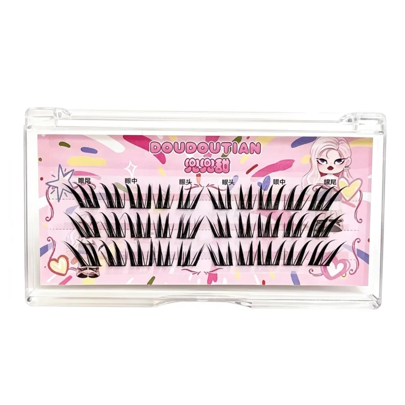 3/10rows Wet Look False Eyelashes Daily Makeup Cluster Winged Style Lash Extensions Natural C Curl Synthetic Fiber Eye Makeup