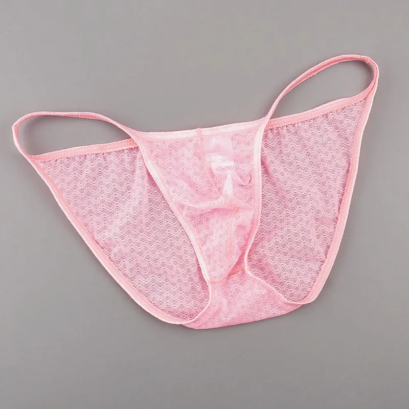 Ultra Thin Strap Mesh Nylon Briefs for Men Bulge Pouch Low Rise Breathable Male Underwear Sexy Plus Size Panties S-XL