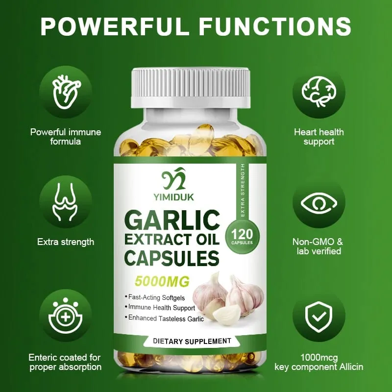 Organic Garlic Oil Extract Capsules Immunity Improves Cardiovascular Function Support Increase Glutathione Level Cellular Detox — image 4
