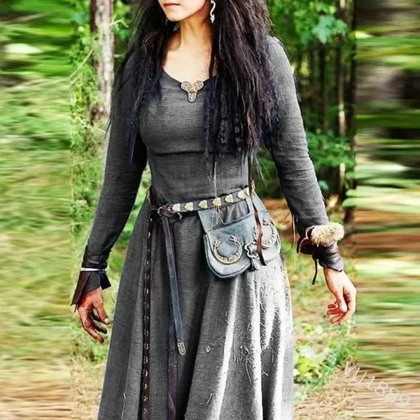 LisdinoMedieval Dress Women Long Sleeve Maxi Robe Vintage Fairy Elven Dress Renaissance Celtic Viking Gothic Cosplay Costumes — image 10