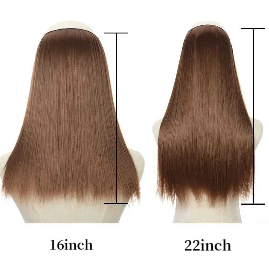 16/22inch Invisible Wire Hair Extensions Headband Adjustable Size Natural Long Straight Hairpiece Synthetic Hair Piece for Women — image 4