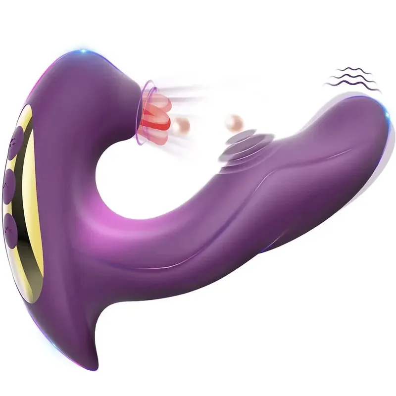 3 in 1 Clitoral Sucking Vibrator For Women 15 Modes Tongue Licking Dildo and Clitoris Vacuum Stimulator Adult Sex Toys