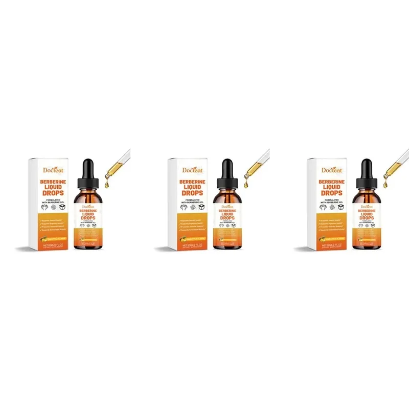 Docteat Berberine HCl flytande droppar stöder matsmältningshälsa med ceylonkanel och grön kaffeböna ananassmak 60 ml