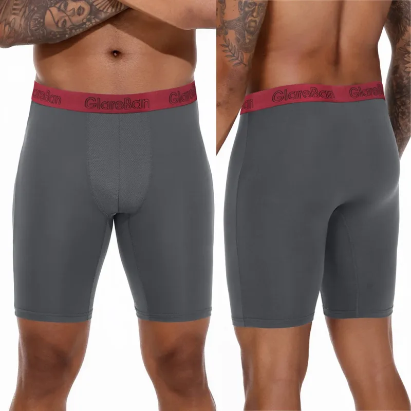 4 Stück gemischte Farben, schnell trocknende Boxershorts mit langem Bein, Unterhose, Unterwäsche für Zuhause und Sport, hochwertige Herrenhöschen — image 41