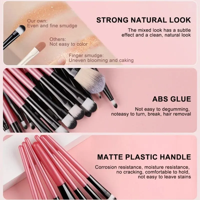 20Pcs Makeup Brush Set Eyeliner Blending Cheeks Eye Cosmetic Foundation Brushes Professional Complete Set for Face Eyeshadow — image 3