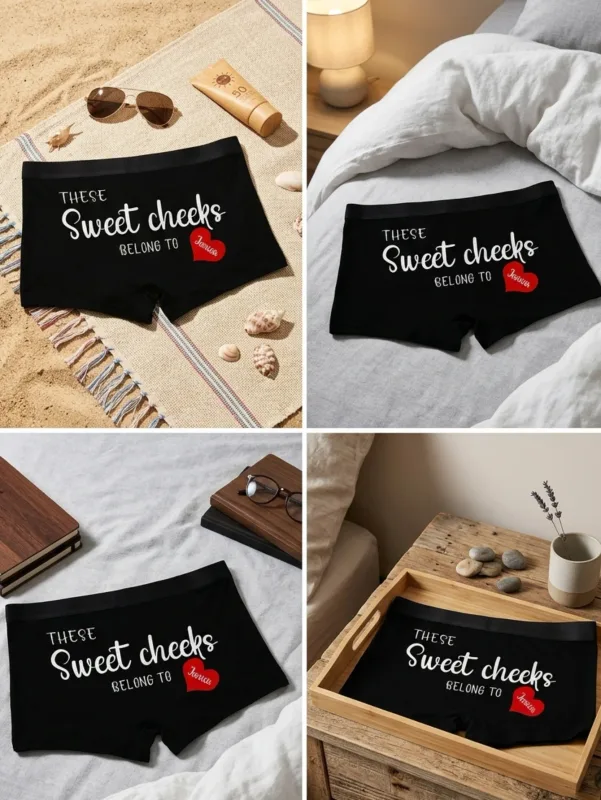 Custom Name Boxers for Men Personalized Cotton Boxer Briefs with Name on Back Gift for Him Husband Boyfriend Birthday Valentine