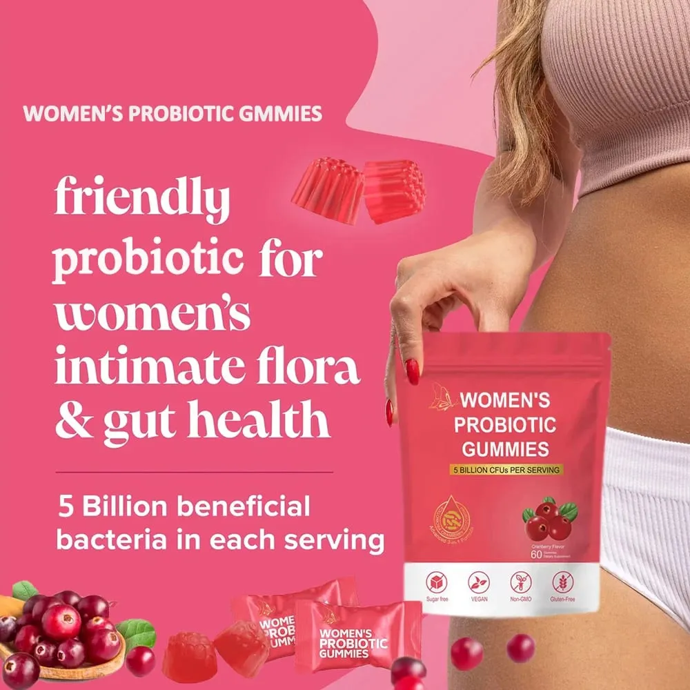 Women Probiotic Gummies - Premium Feminine Balance Gummies - for Women's Health & Wellness - Immune Support - Vegan Gluten-Free