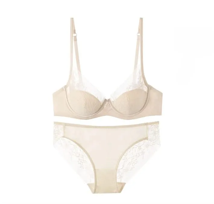 French-style na Lace at Satin Lingerie Set Magtipon ng Adjustable Straps Bra at Thin Padding Soft Wire ComfortMuslim Girls Underwear — image 8
