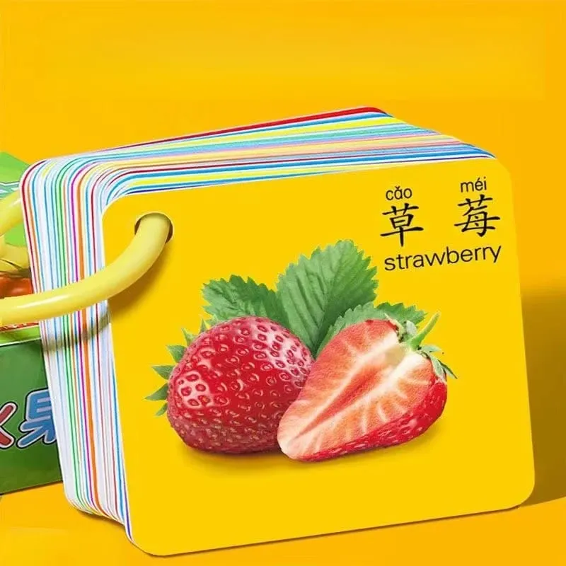 90 Pages Animal Fruits Numbers Card English&Chinese Characters Cards Learn Chinese Pinyin Literacy Cards — image 1