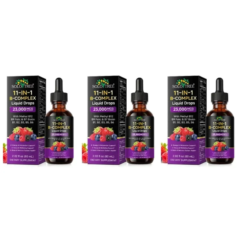 11-in-1 B Complex Liquid Drops with Methyl B12 Folate Biotin for Daily Energy Metabolism Brain Focus & Immune Support 60ml — image 9