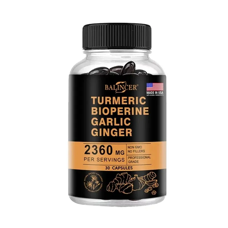 Suplemento de cúrcuma e gengibre com piperina 2360 mg com alho Conforto Suplemento nutricional digestivo e imunológico sem cálcio e glúten — image 9