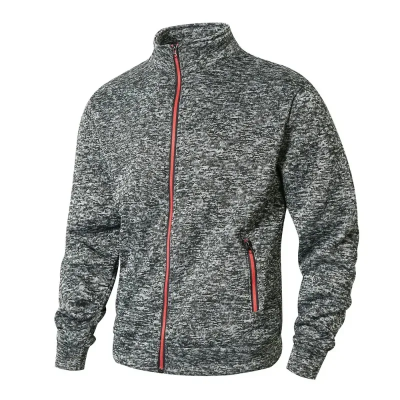 Suéter masculino com gola alta, jaqueta cardigã casual com zíper, manga comprida, cor sólida, pulôver leve, moda urbana — image 5