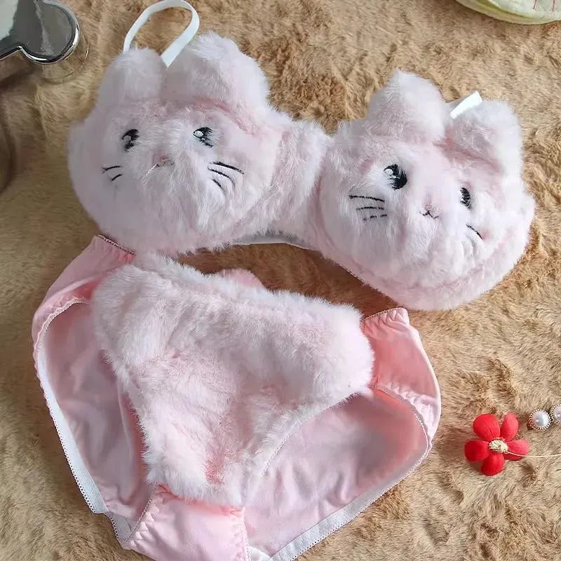 Women Winter Cartoon Plush Comfortable And Adorable Girl Bra Sexy Hot Lingerie Sexy Bras Soft Cute Bear Japanese-style Lingerie — image 15