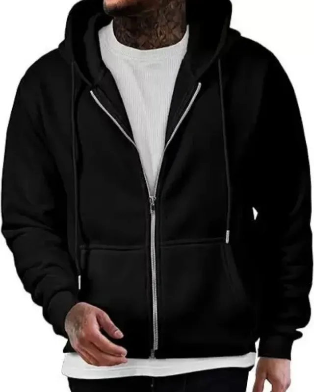 Moletom masculino de manga comprida com zíper, moda outono inverno casual solto ajuste moletom roupa esportiva masculina — image 4