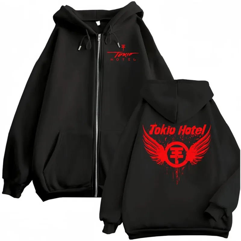 Tokio hotel banda música arena tour zíper hoodies masculino hip hop high street sweatshirts jaqueta casacos moda casual zip up hoodie — image 1