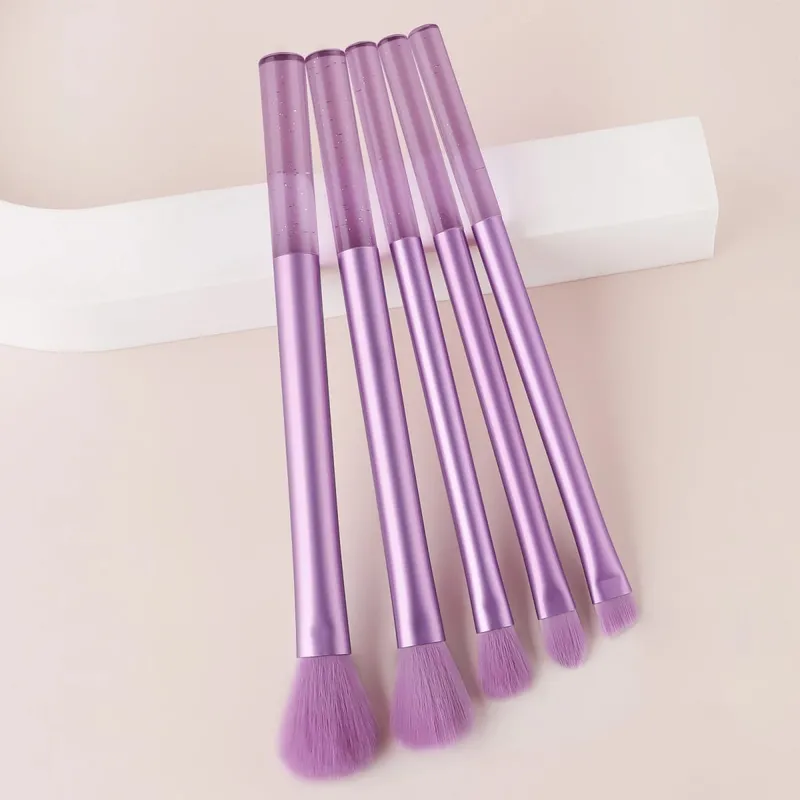 5Pcs Transparent Glitter Rod Cosmetic Brushes Multi-function Blush Powder Eyeshadow Brow Makeup Applicators — image 8