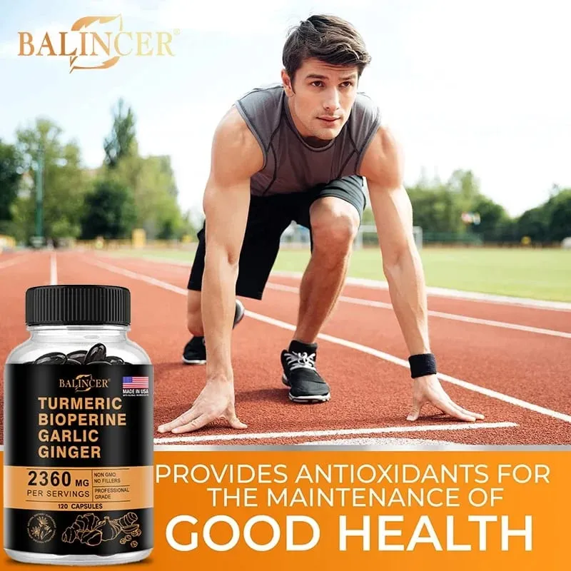 Suplemento de cúrcuma e gengibre com piperina 2360 mg com alho Conforto Suplemento nutricional digestivo e imunológico sem cálcio e glúten — image 4
