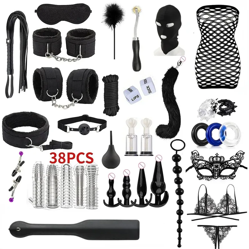Adult Sex Toy Kits Sets for Sexy Games Bondage Mask Set Feather Handcuffs Ankle Cuff Restraints for Couple Sexual Aids 18+ — image 10