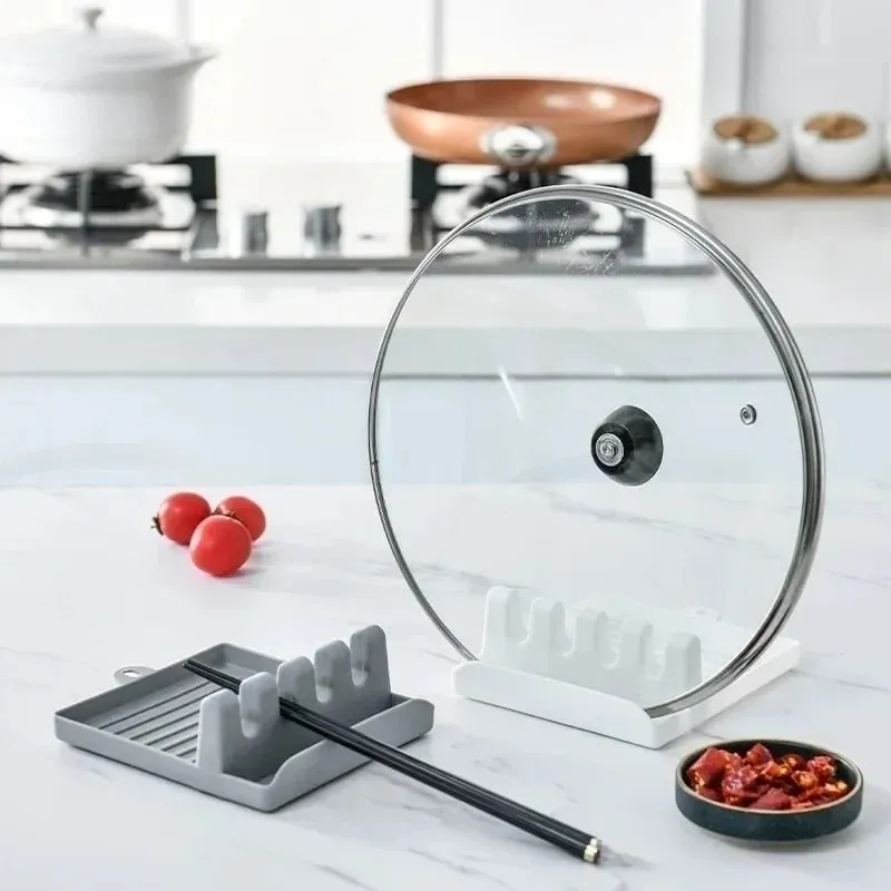 Supporto per coperchio per padella Supporta cucchiai Copri pentola Poggia spatola Supporto per utensili da cucina Utensili Accessori Organizzatore per fornelli — image 5