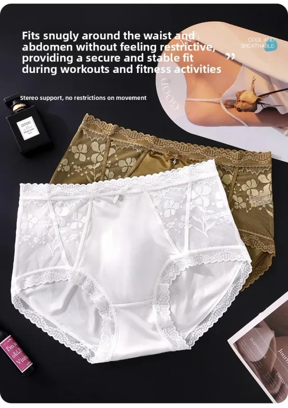 2 Pack Mens Mid Rise Satin Lace Briefs 3D Pouch Rhinestone Bow High Elastic Scalloped Trim Smooth — image 2