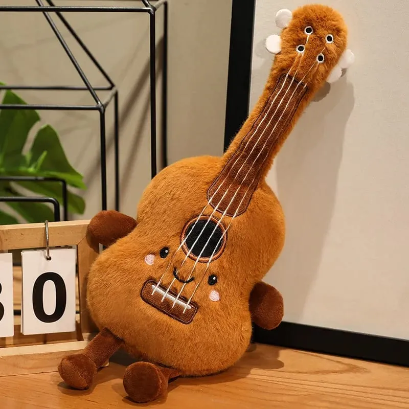 New Musical Instrument Doll Piano Pipa Pillow Cushion Brown Guitar Drum Plush Toy Cute Kawaii Birthday Gift Children Home Decor