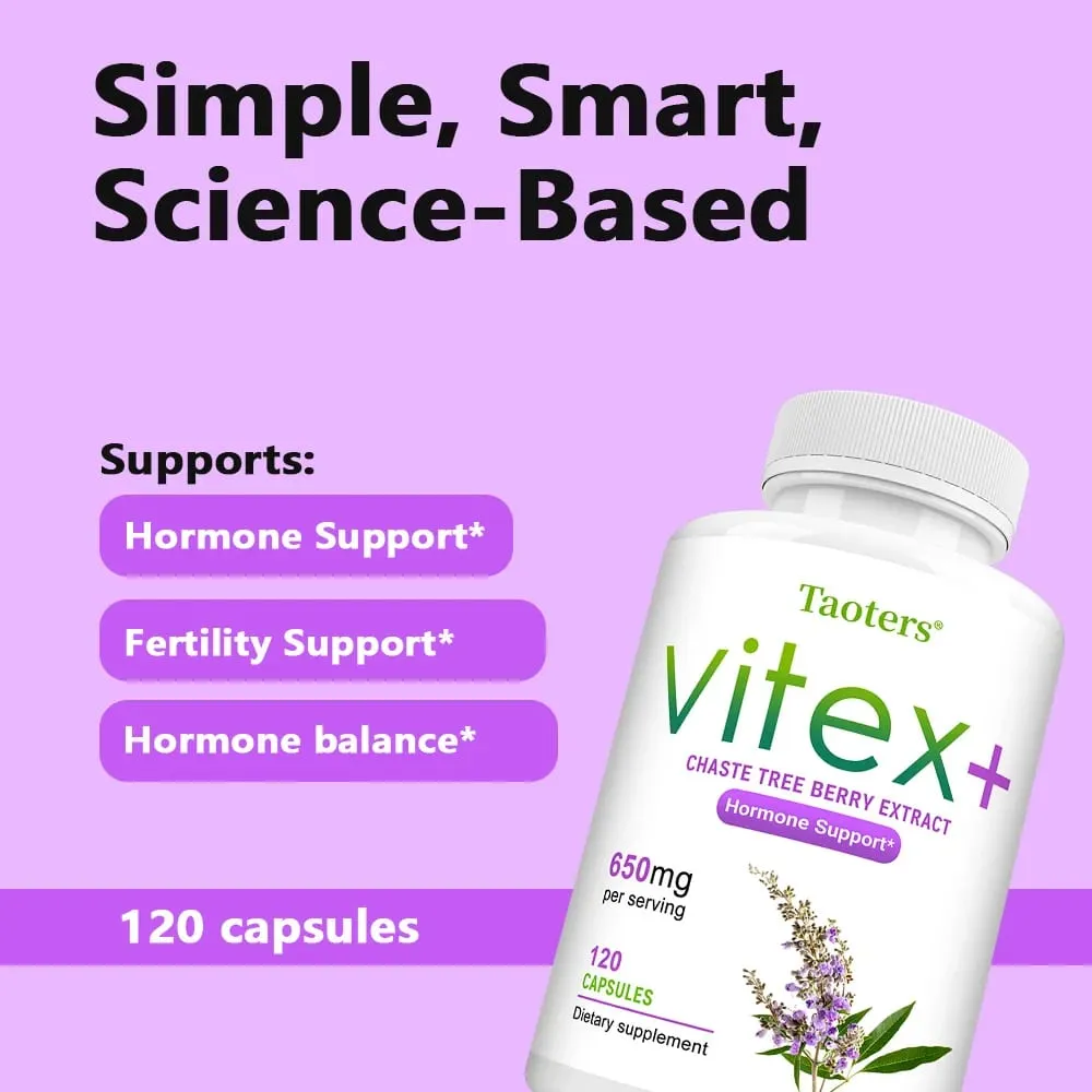 Organic Vitex Chaste Tree Berry Extract Capsules - 650mg Hormone Balance for Women Menopause/PMS Support Mood & Skin Health — image 3