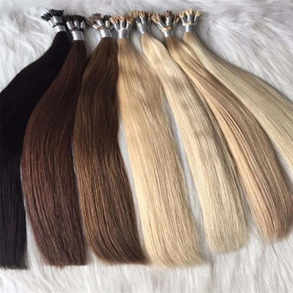 I Tip Human Hair Extensions 50g Straight Fusion Hair 30Inch Keratin Capsule Original Real Natural Hair Blonde Color — image 3