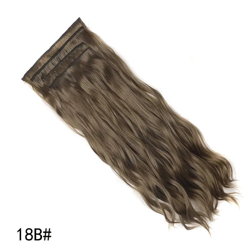 4PCS/Set Clip-in Hair Extensions 20inches Long Water Wavy Synthetic Hair Extensions Thick Hairpieces Fake Hair for Women Girls