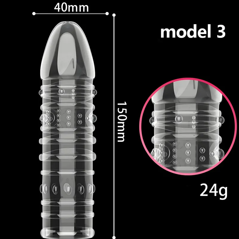 Penis Covers Extender Men's Condoms Crystal Penis Condoms Finger Cock Ring Adult Sex Toy For Sex Male Longer Lasting — image 8