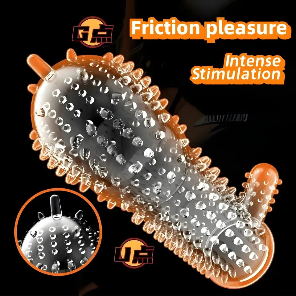 Penis Covers Extender Men's Condoms Crystal Penis Condoms Finger Cock Ring Adult Sex Toy For Sex Male Longer Lasting — image 4