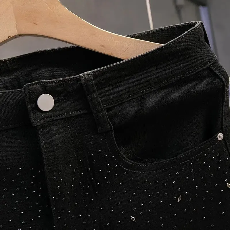 Luxury Fashion Hot Diamond Black Jeans Men's Autumn Men's Pants Brand Slim 2025 New Gypsy Star Fried Street Handsome Pants — image 3