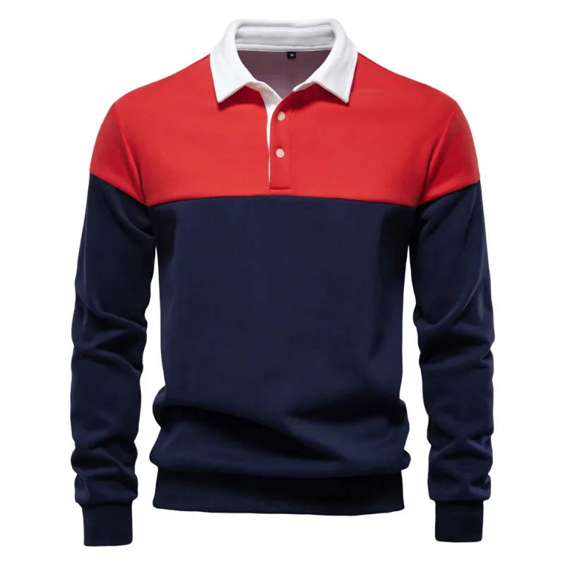 Nova primavera masculina com capuz de mistura de algodão em bloco colorido para negócios estilo casual moletom de manga comprida — image 5