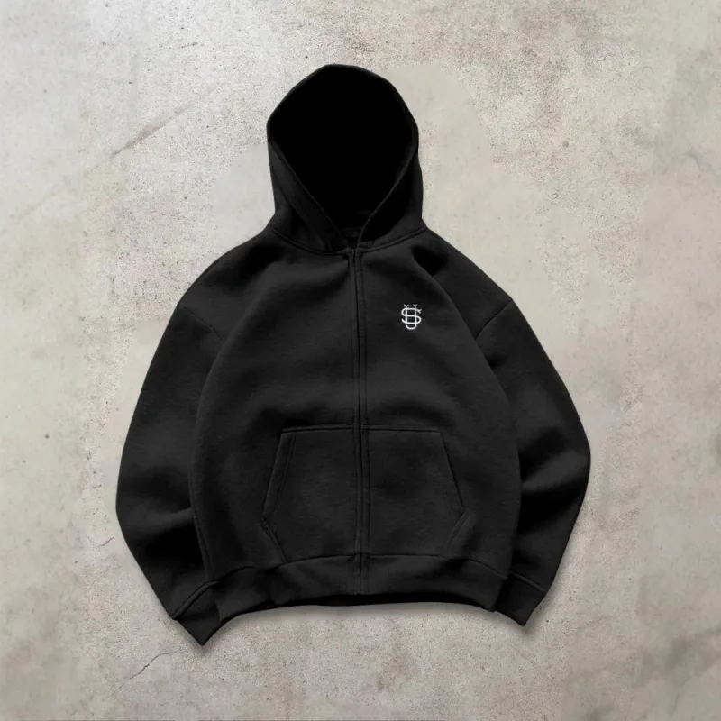 Y2k High Street Zip Embroidery Pattern Men's Hoodies Oversized Loose Sweatshirts Pullover Women Hip Hop Zip Hoodie Vintage Pants — image 9